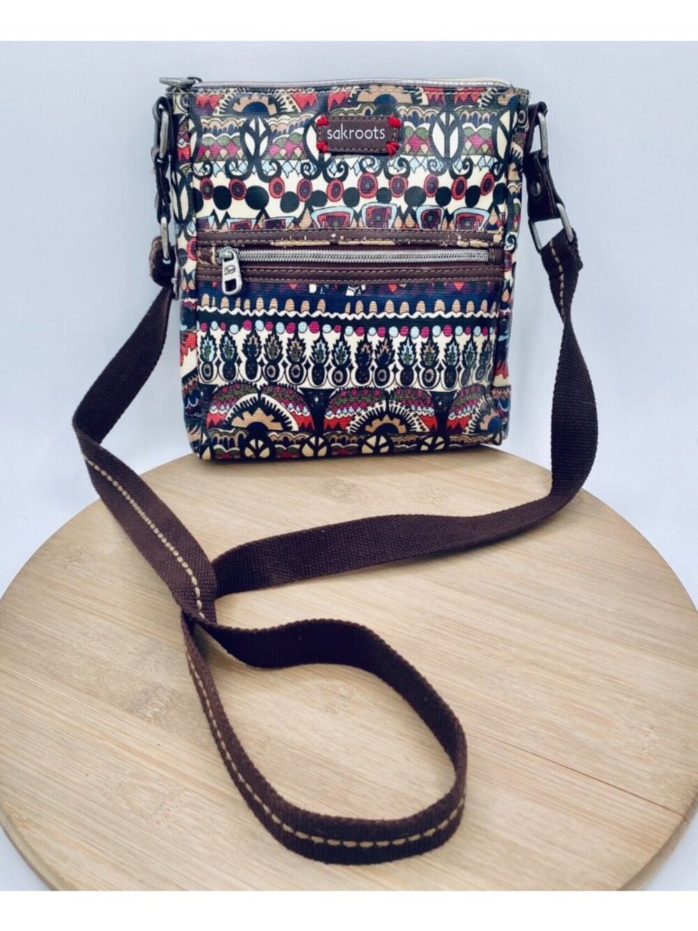 Sakroots Crossbody Bag Womens M Multicolor Canvas Messenger Boho Aztec